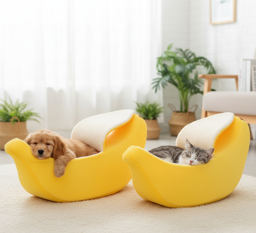 Casinha de Banana confortável e divertida para Cães e Gatos
