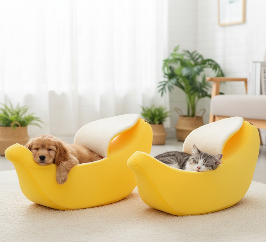 Casinha de Banana confortável e divertida para Cães e Gatos