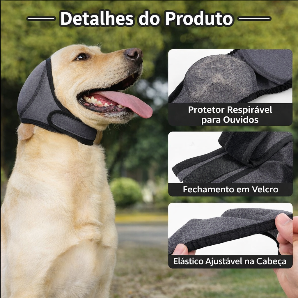 Protetor de Ouvido Anti-Ansiedade para Cães - Abafador de Ruídos Impermeável para Natação e Segurança
