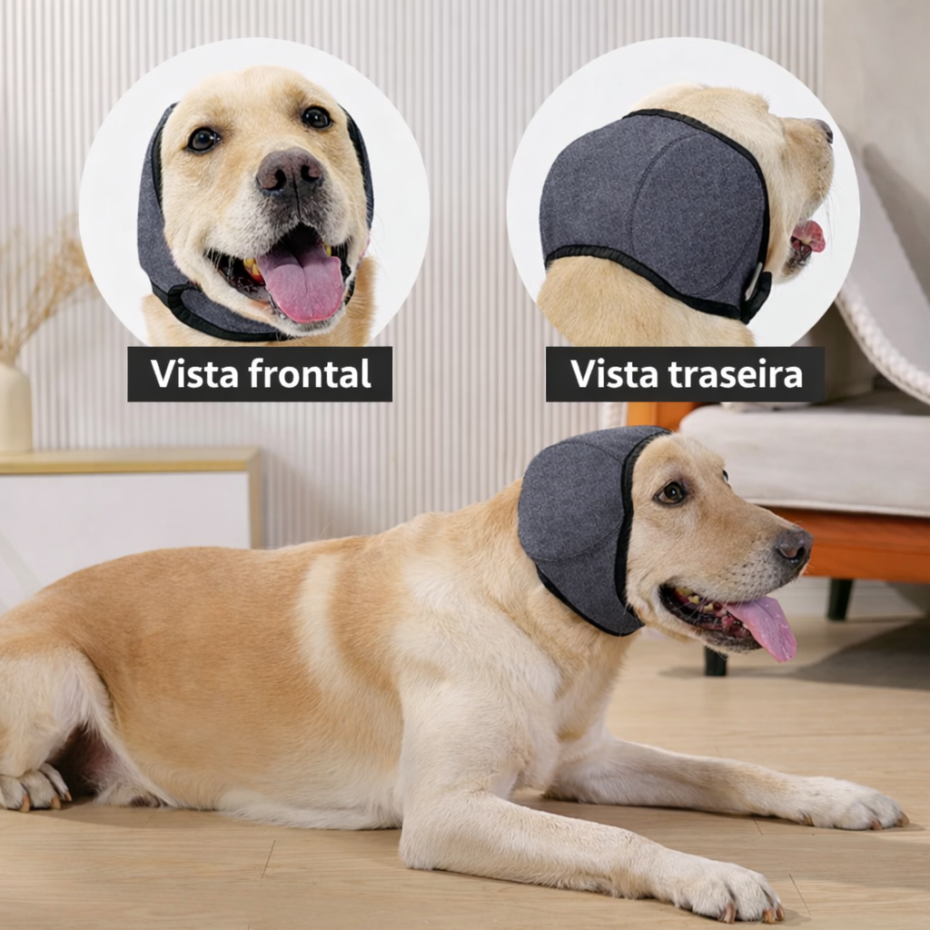 Protetor de Ouvido Anti-Ansiedade para Cães - Abafador de Ruídos Impermeável para Natação e Segurança