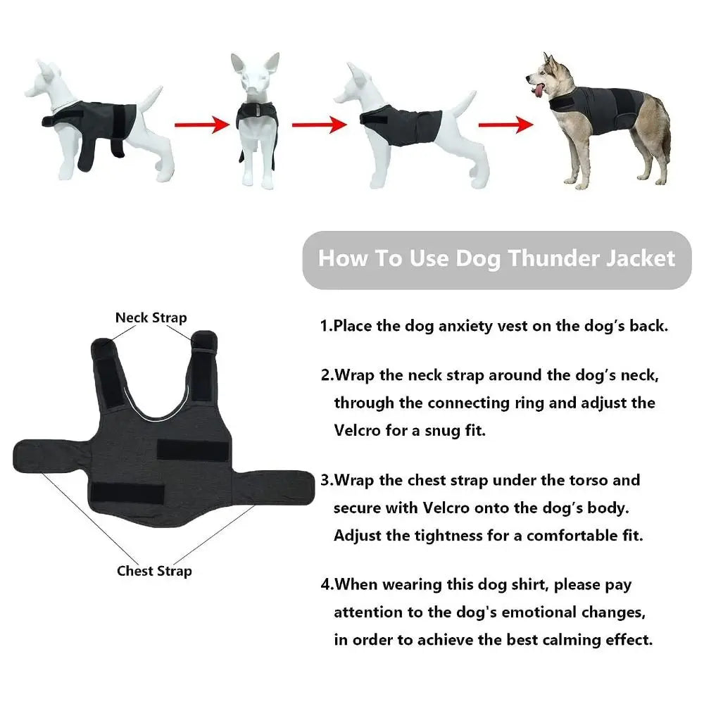 Jaqueta Anti-Ansiedade para Cães - Casaco Confortável Respirável e Ajustável para Atividades ao Ar Livre