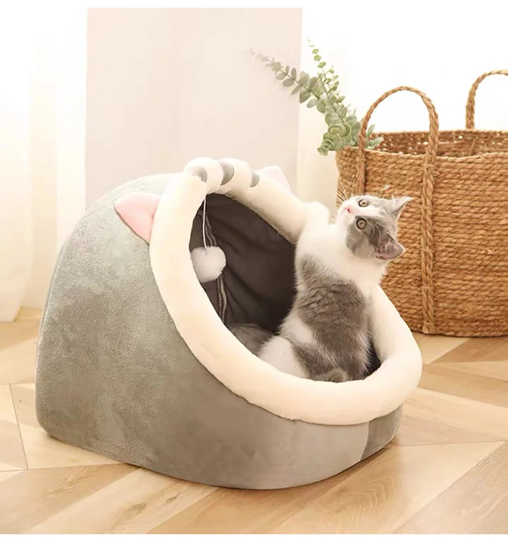 Cama para Gatos Sono Profundo - Cama Cartoon Dobrável Removível e Lavável para Pets Pequenos