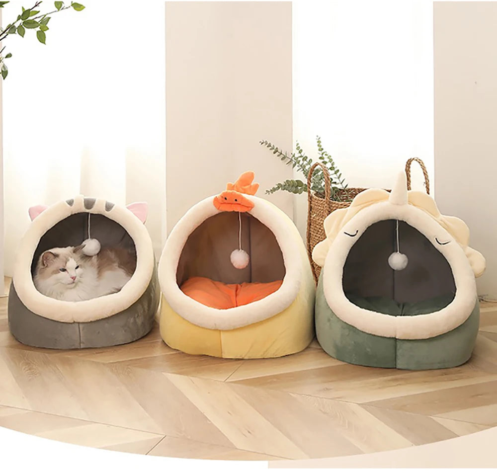 Cama para Gatos Sono Profundo - Cama Cartoon Dobrável Removível e Lavável para Pets Pequenos