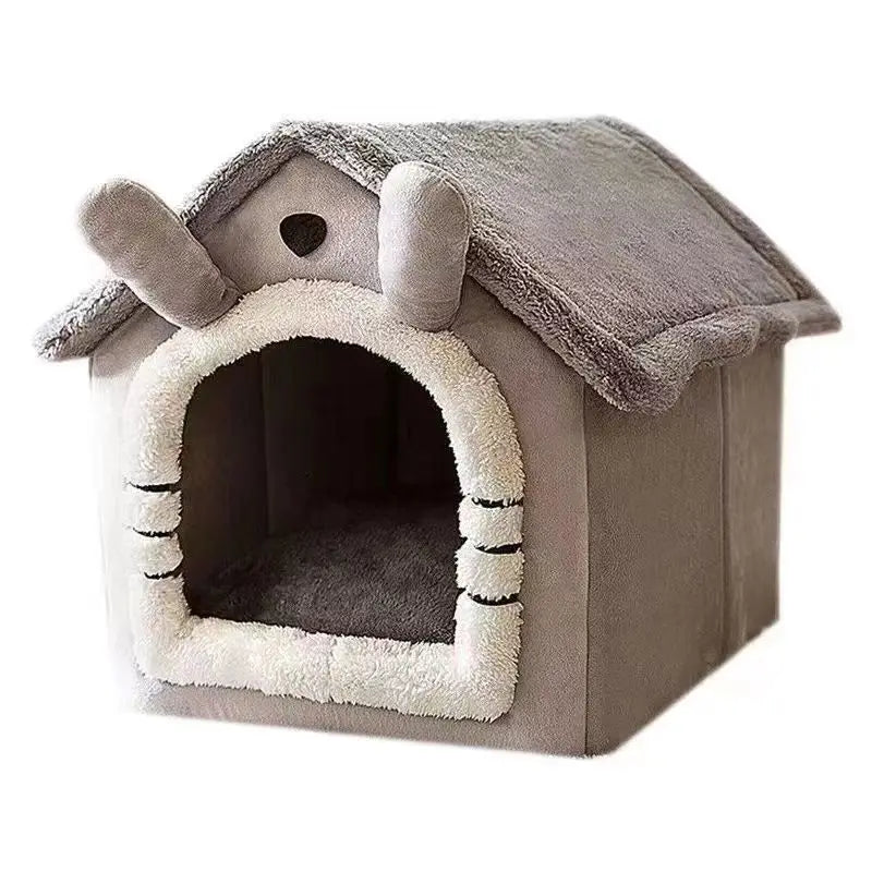 Casinha para Cães Indoor Aquecida - Tenda Macia com Almofada Removível e Lavável para Todas as Estações