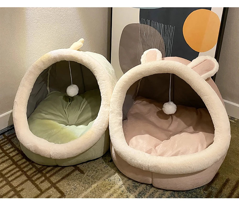 Cama para Gatos Sono Profundo - Cama Cartoon Dobrável Removível e Lavável para Pets Pequenos