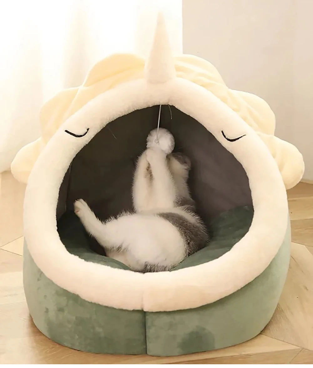 Cama para Gatos Sono Profundo - Cama Cartoon Dobrável Removível e Lavável para Pets Pequenos