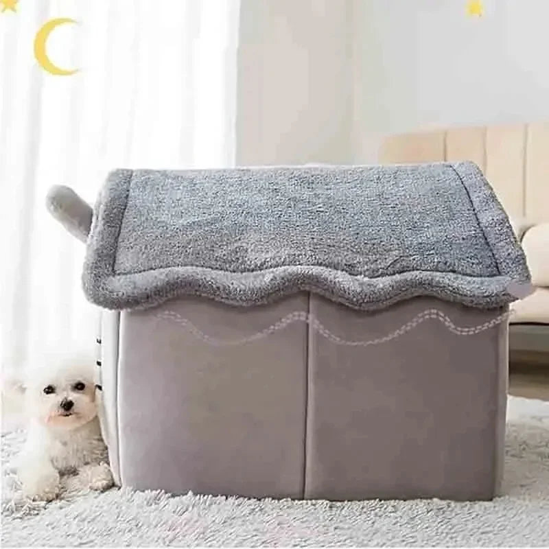 Casinha para Cães Indoor Aquecida - Tenda Macia com Almofada Removível e Lavável para Todas as Estações