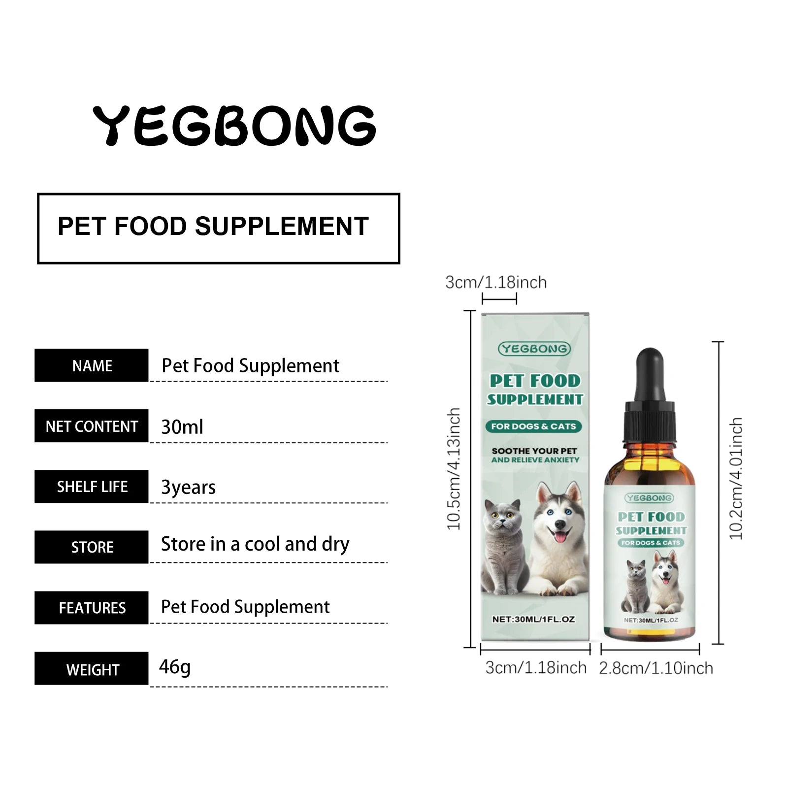 Suplemento Alimentar Anti-Ansiedade para Pets - Gotas Calmantes de Fácil Administração para Cães e Gatos