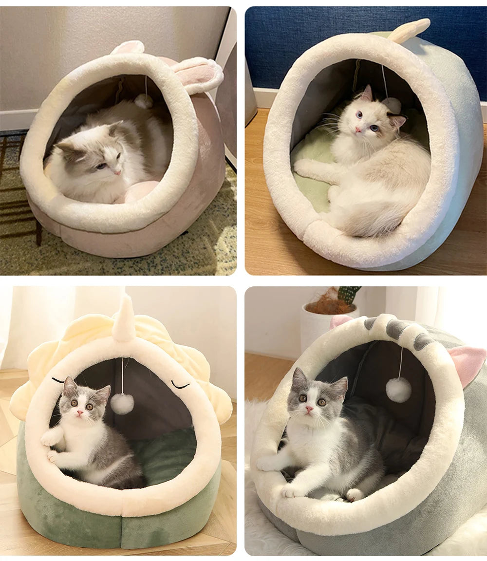 Cama para Gatos Sono Profundo - Cama Cartoon Dobrável Removível e Lavável para Pets Pequenos