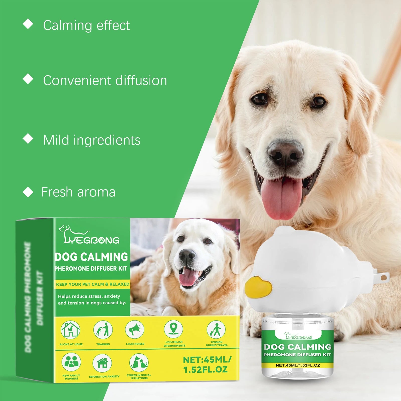 Kit Difusor Calmante para Cães - Para Aliviar Ansiedade e Estresse em Novos Ambientes