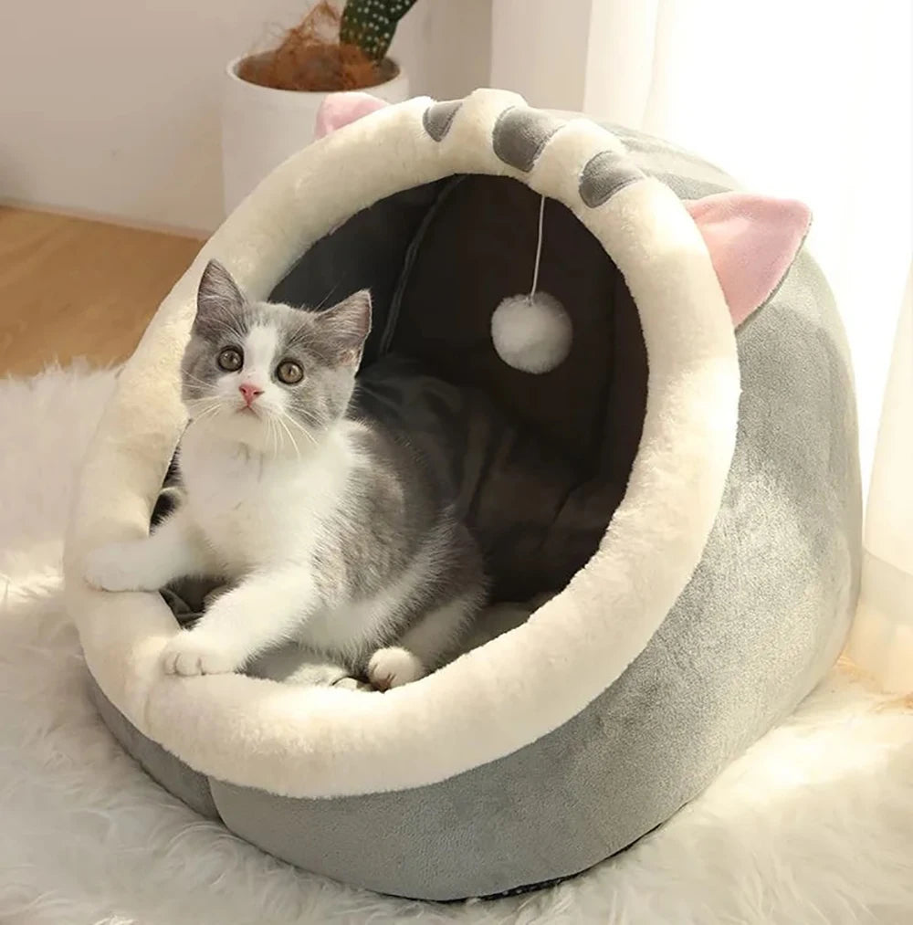 Cama para Gatos Sono Profundo - Cama Cartoon Dobrável Removível e Lavável para Pets Pequenos