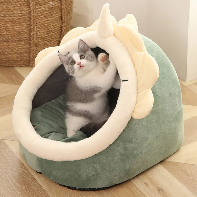 Cama para Gatos Sono Profundo - Cama Cartoon Dobrável Removível e Lavável para Pets Pequenos
