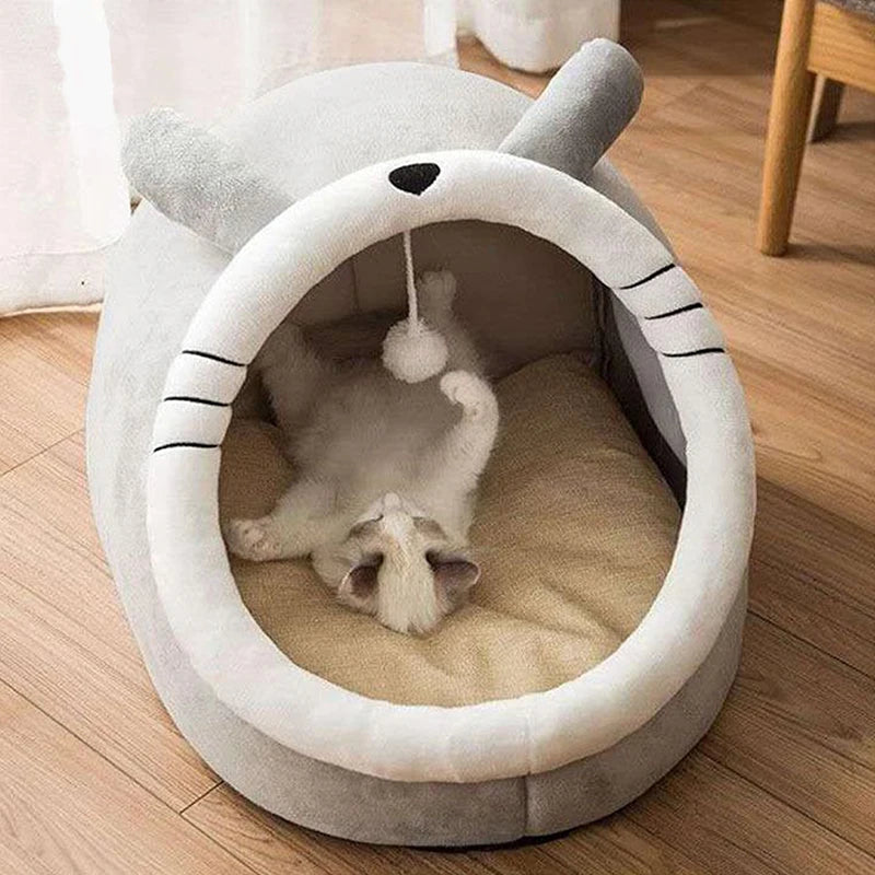 Cama para Gatos Sono Profundo - Cama Cartoon Dobrável Removível e Lavável para Pets Pequenos