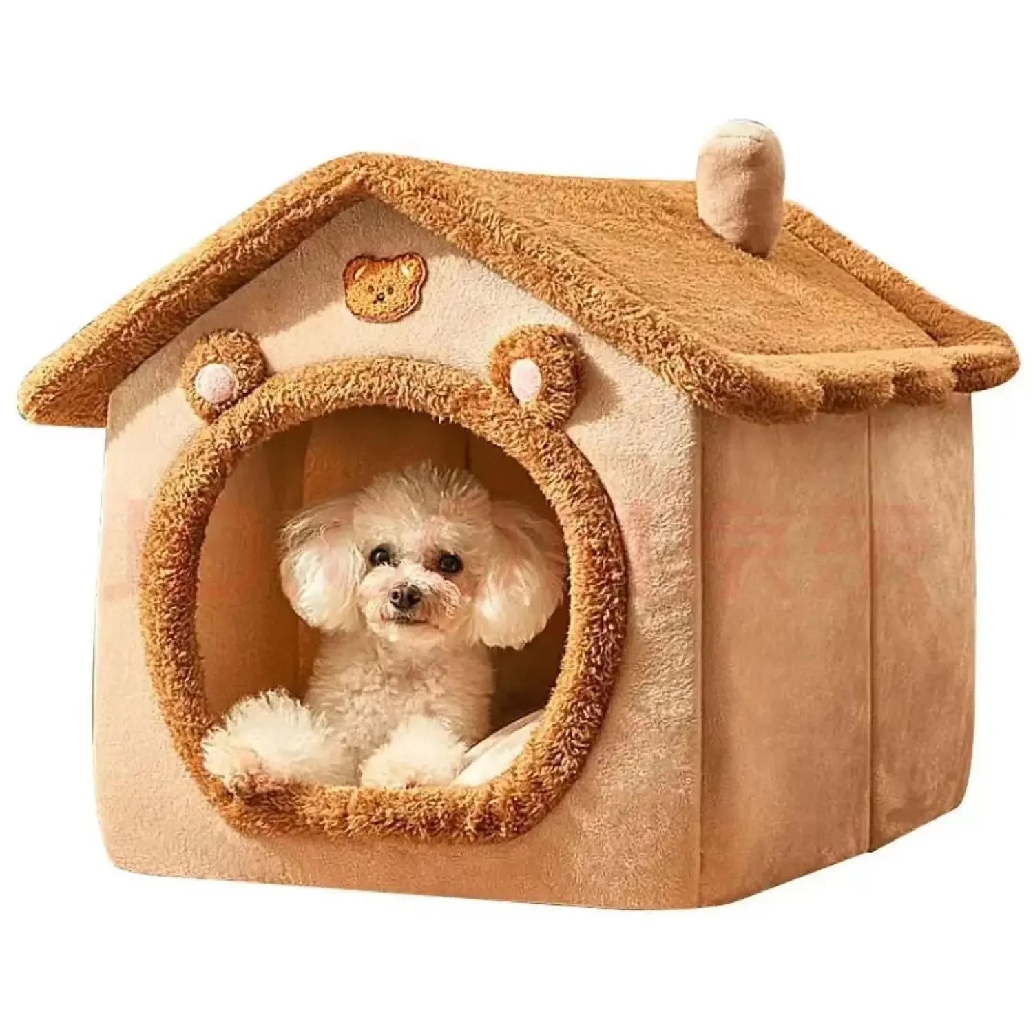 Casinha para Cães Indoor Aquecida - Tenda Macia com Almofada Removível e Lavável para Todas as Estações