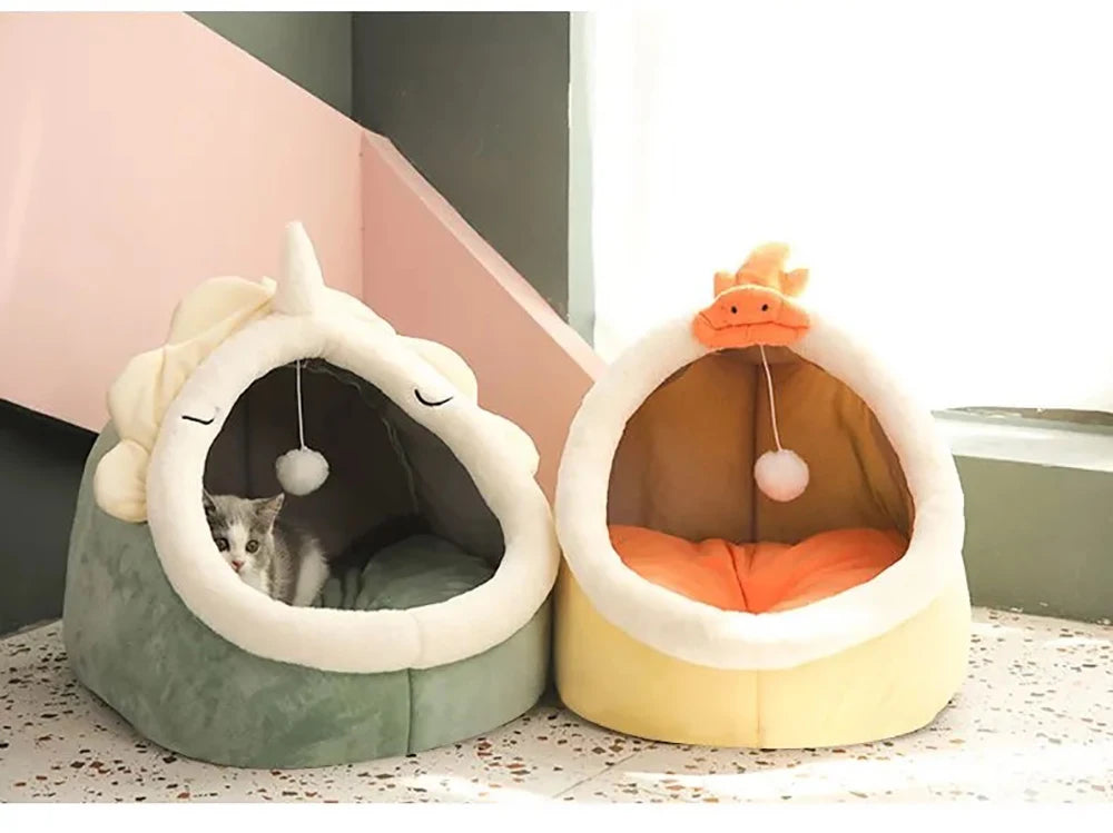 Cama para Gatos Sono Profundo - Cama Cartoon Dobrável Removível e Lavável para Pets Pequenos