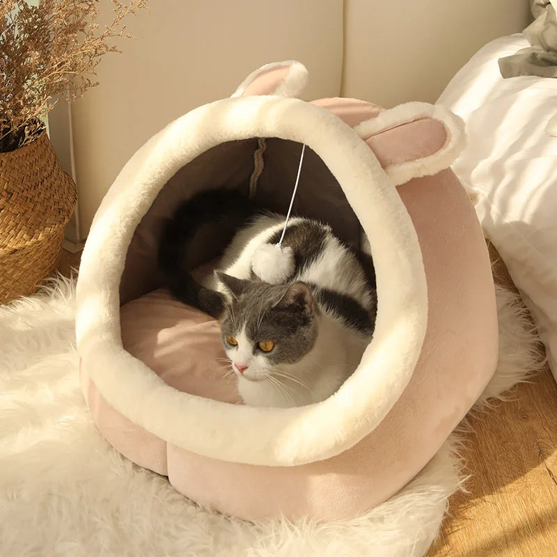 Cama para Gatos Sono Profundo - Cama Cartoon Dobrável Removível e Lavável para Pets Pequenos