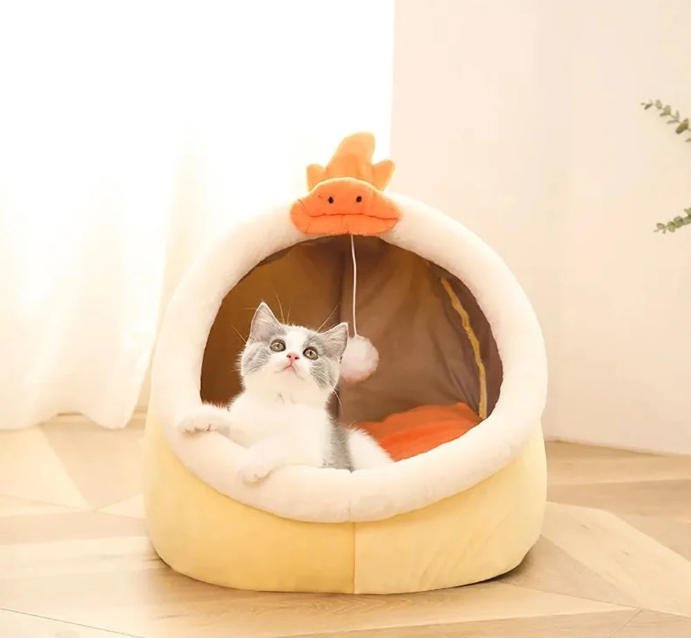 Cama para Gatos Sono Profundo - Cama Cartoon Dobrável Removível e Lavável para Pets Pequenos