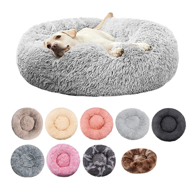 Cama Redonda para Cães Inverno - Cama Quente de Pelúcia Lavável para Pets Pequenos Médios e Grandes