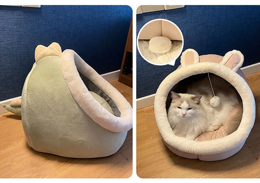 Cama para Gatos Sono Profundo - Cama Cartoon Dobrável Removível e Lavável para Pets Pequenos