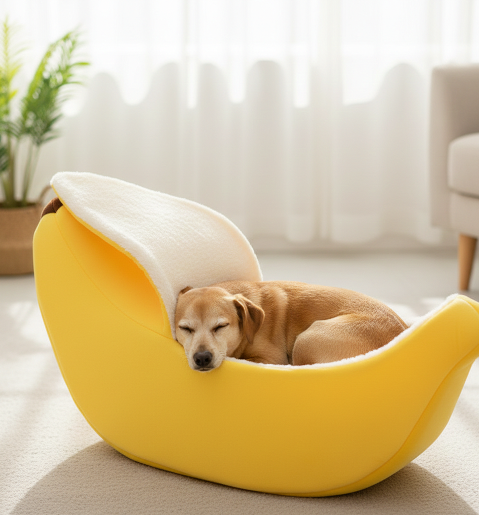 Casinha de Banana confortável e divertida para Cães e Gatos