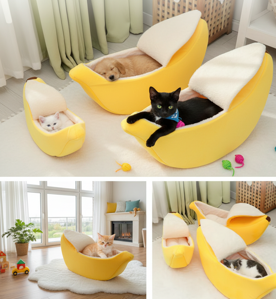 Casinha de Banana confortável e divertida para Cães e Gatos